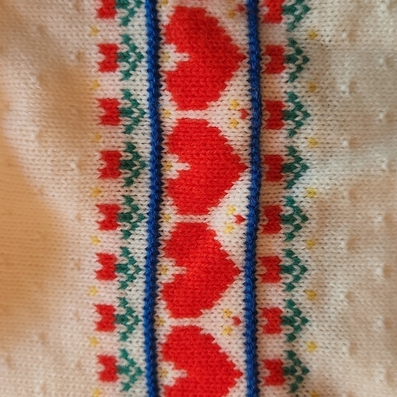 Vintage 18 months white heart floral print knit sweater - Picture 4 of 10